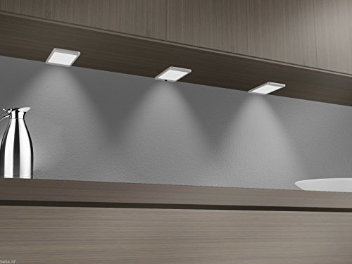 kalb Material für Möbel LED Unterbauleuchte 6Watt SET Sensor Küchenleuchte Einbauspot Einbaustrahler, Setgröße:3er SET, Lichtfarbe:neutralweiß, Auswahl:ohne Sensor