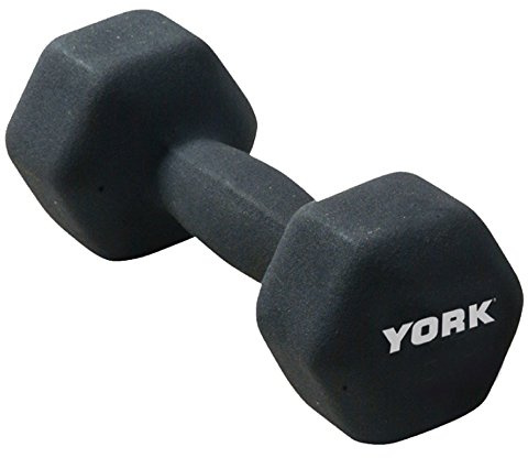 York Fitness Single Neoprene Hex coating Dumbbell, Black, 6KG