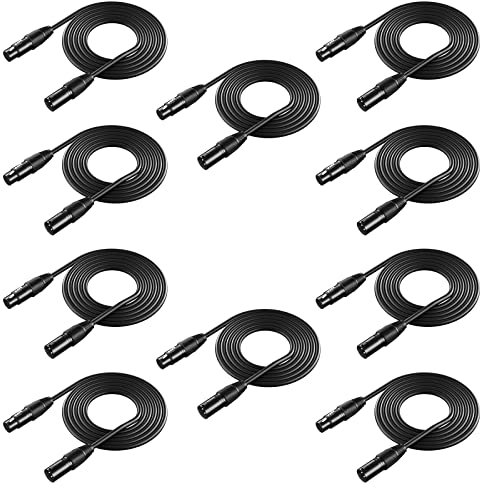 Neewer 10er-Pack 6.5 Fuß / 2 Meter DMX Bühnne Licht Kabel Drähte mit 3-Pin Signal XLR-Stecker auf Buchse Anschluss für sich bewegende Hauptleuchte Par-Licht-Scheinwerfer mit XLR-Eingang und Ausgang