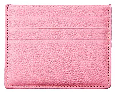 Hibate Genuine Leather Slim Credit Card Holder Sleeve Case Wallet for Women Ladies Girl Kids - Pink
