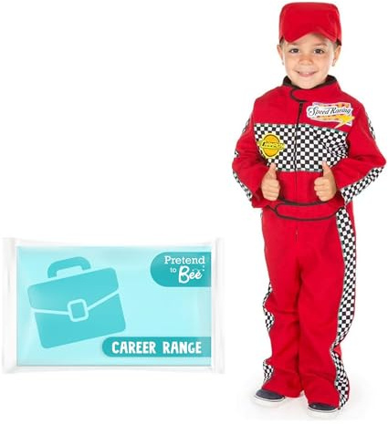PRETEND TO BEE Disfraz de piloto de carreras para niños, 2 a 3 años, color rojo
