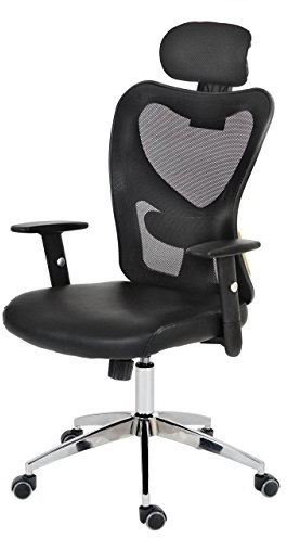 Mendler Profi-Bürostuhl Atlanta, Chefsessel Drehstuhl Schreibtischstuhl, Kunstleder - grau