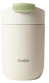 OutIn Tazza Termica Caffe con Isolamento Sottovuoto, Tazza Termica da Viaggio per Caffè Isolato per Esterni con Coperchio Flip a Prova di Perdite, Mug in Acciaio Inox da 11.8 fl oz (350ml)Calde&Fredde