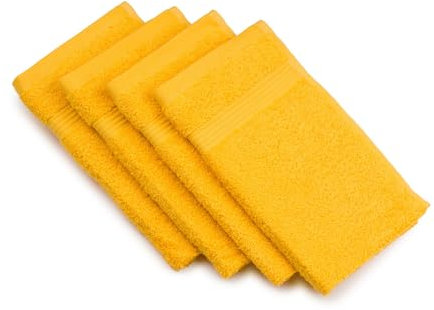 Gözze - New York Gästehandtuch, 4er Set, Weich und saugfähig, 100% Baumwolle, 30 x 50 cm - Gelb