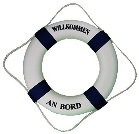 Großer DEKO Rettungsring blau-weiss Ø 50cm Willkommen an Bord - Deko für Bad-Küche-Bar-Garten-Haus - osters muschel-sammler-shop