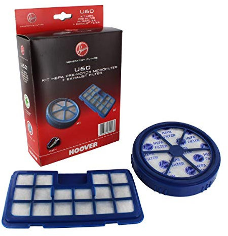 Hoover U60 Kit Filtro Pre Motore e in Uscita, Extra Filtrante, Originale, Pure EPA, Compatibile con Aspirapolvere a Traino Hoover Rush