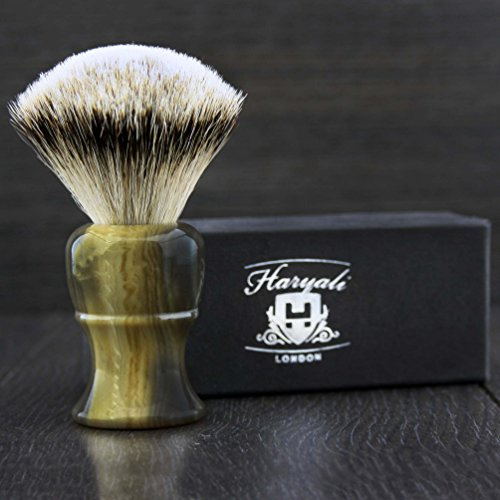 Haryali London Hand Assembled Imitation Horn Handle (Silver Tip Badger Hair Shaving Brush) Sophist Collection & Design by Haryali London.