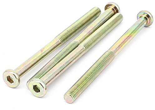 Sourcingmap M8 x 110mm Threaded Hex Socket Head Cap Screw Bolt Bronze Tone 4 Pcs