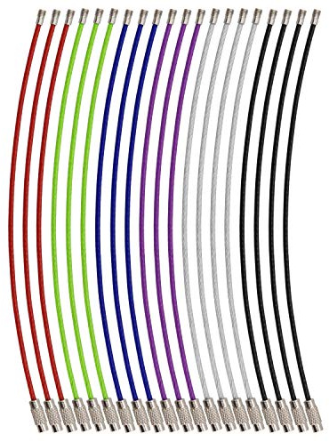 Wisdompro Wire Keychain Cable, 20 Pack 6.3 Inch Wire Keyrings - Multicolor