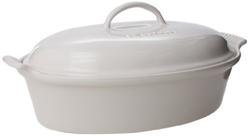 Le Creuset Stoneware Heritage Covered Oval Casserole, 4 qt. (14), White
