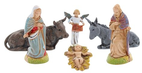 Moranduzzo Nativité 6 Personnages Adaptée à Crèche de 6 cm Échelle 1:32 – Mini 6 – Figurine Incassable, Style '700, Finition à la Main, Sculpteur M. Landi, Made in Italy