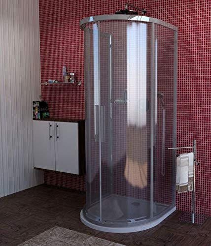 Cabina de ducha 90 x 90, redondo ducha 900 X 900 X 2000 mm (LxBxH), semicírculo ducha 90 x 90 cm, 4 piezas, vidrio templado de 8/6 mm, puertas correderas