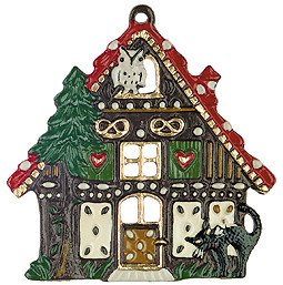Zinnfigur Hexenhaus, H: 5,5 cm, handgegossen aus Zinn 93% (ohne Bleizusatz!), beidseitig handbemalt