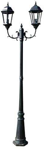 vidaXL Gartenlaterne 2-flammig Gartenleuchte Laterne Garten Kandelaber 230 cm Alu