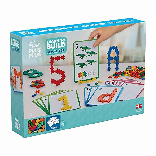 Plus-Plus 9603909 Geniales Konstruktionsspielzeug, Learn to Build, ABC & 123, Kreativ-Bausteine, 600 Teile