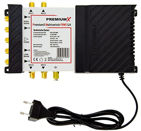 Premium X Multiswitch PXMS 5/4 avec Alimentation Multiswitch 1 Sat pour 4 participants Distributeur Satellite Digital HDTV FullHD 4K UHD 8K