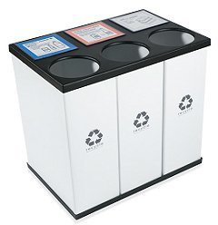 RecycleBoxBin Triple Recycling Bin - Large Capacity (25 gal. per Bin), All Plastic, Light-Weight, with Changeable Label System