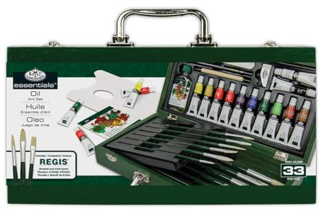 Royal & Langnickel Oil Painting Wooden Box Set Caja de Madera de brochas para Pintura al óleo, Multicolor, Juego de 32 Piezas