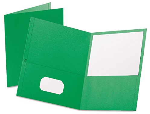 Oxford 57503 Twin-Pocket Folder, Embossed Leather Grain Paper, Light Green, 25/Box