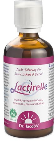 Dr. Jacob’s Lactirelle 100 ml I das gesunde Erfrischungsgetränk* I mit Eisen, Kalium, Vitamin B1 und B12 I mit rechtsdrehender Milchsäure I fruchtig-spritig mit Cassis, ohne Zucker I 20 Portionen