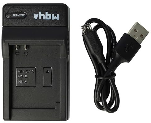 vhbw Ladegerät kompatibel mit Canon Digital Ixus 110 is, 115 HS, 117 HS, 120 is, 130, 220HS, 230HS, 255HS, 30, 40, 50 Kamera Camcorder/Akku - Ladeschale, Ladeanzeige, 4,2 V