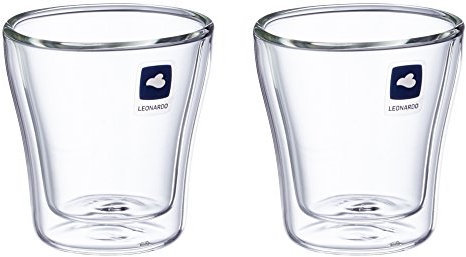LEONARDO HOME Duo Becher 2er Set, Thermoglas, Kaffeeglas, Doppelwandig, Borosilikatglas, 40 ml, 54127