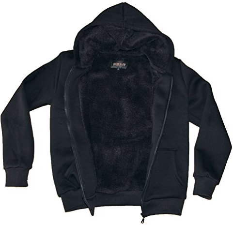 ROCK-IT Apparel Herren Winter Sweatjacke Premium Kapuzenpullover Workerhoodie Kapuzenjacke mit gefüttertem Torso und Kapuze Größen S-5XL Farbe Schwarz XXL