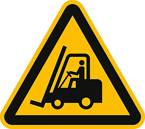 Schild Warnung vor Flurförderzeugen 30cm sl Alu gemäß ISO 7010, W014
