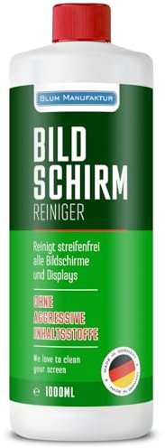 Blum Manufaktur 1 Liter Bildschirmreiniger Nachfüllflasche - Perfekte Reinigung Aller Bildschirme und Displays. Streifenfrei ohne Schlieren.