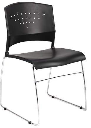 Boss Office Products Chrome Frame Stack Chair 5 Pack in Black