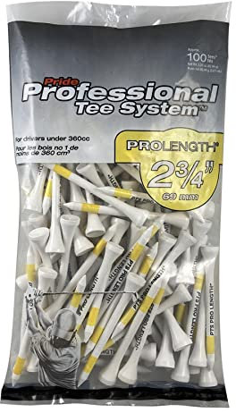 PRIDE GOLF PTS Unisex Golf Tees aus Holz 2 3 4 Tasche mit 100 Tees, 100, Tees UK