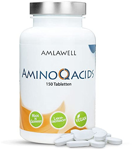 Amlawell Amino Acids Complex - 150 Tabletten - 100 % Vegan - Alle 8 essentiellen Aminosäuren mit Vitamin B6, B12 und Folsäure in einer Tablette