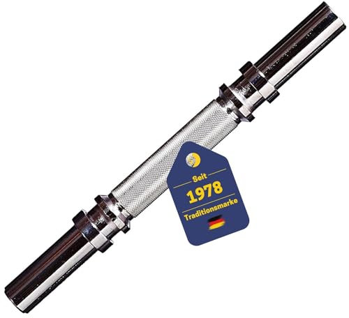 BEST SPORTING Kurzhantelstange mit Feststellringen und Inbusschlüssel I verchromt und gerändelt I 35 cm lang, Durchmesser 30 mm I Gewicht 2,2 kg I Maximale Belastung 40 kg