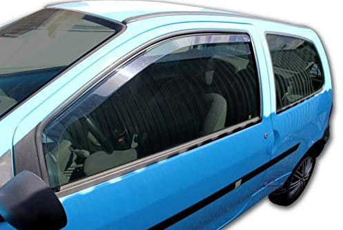 J&J AUTOMOTIVE Heko Déflecteurs d'air et de Vent pour Renault Twingo 3P. Berline 2000-2007, Lot de 2pcs, Teintés, Avant et Arrière, Aérodynamique