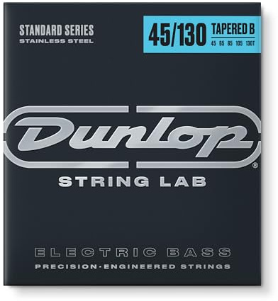 Dunlop Dbs40100 Cordes de contrebasse en acier inoxydable, léger, .040 – .100, 4 cordes/Lot 5 cordes Medium/Heavy Tapered