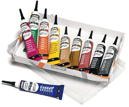 Pebeo 036100 Porcelaine 150, Set of 10 Assorted China Paint Outliners, 20 ml Tubes
