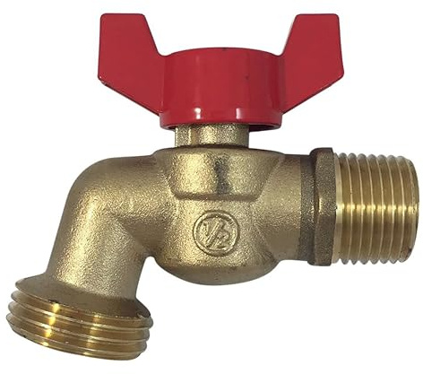 Brass Ball Hose Bibb Compares to Arrowhead Brass [79-210] 1/2 Male NPT MIP Inlet with 3/4 water hose outlet ideal for gardens, patios, boiler drain - Llave de Manguera Esfera Mariposa 1/2