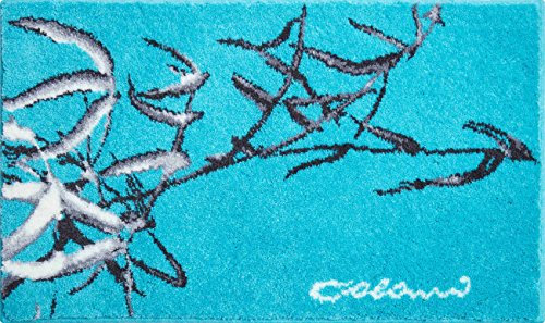 Grund COLANI Exklusiver Designer Badteppich 100% Polyacryl, ultra soft, rutschfest, ÖKO-TEX-zertifiziert, 5 Jahre Garantie, Colani 23, Badematte 70x120 cm, türkis