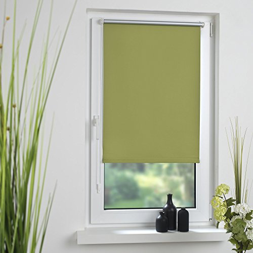 Liedeco® Rollo Klemmfix Thermobeschichtet - 45 x 150 cm apfelgrün (B x H) / lichtundurchlässig verdunkelnd stufenlos verstellbar/kein Bohren; Klemmen/Klemmfix Rollo Sonnenschutz Sichtschutz