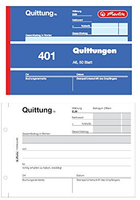 Bloc de recibos Herlitz 886606, A6, 50 hojas, 10 unidades 50 Blatt