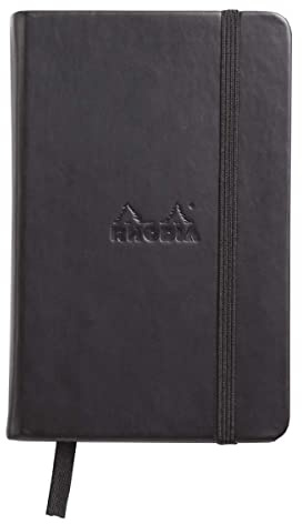 RHODIA 118569C - Carnet Rigide Webnotebook noir - A6 - Pointillés Dot - 192 pages - Papier Clairefontaine Ivoire 90 g/m² - Marque-Page, Fermeture Élastique - Couverture Simili Cuir