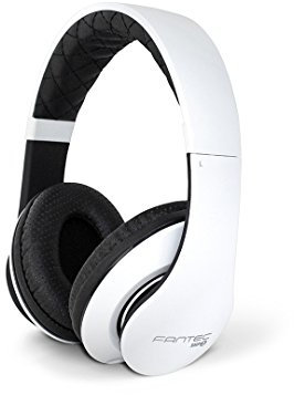 FANTEC 1813 SHP-3 On Ear Stereo HiFi Kopfhörer (mit Freisprechfunktion, integriertes Mikrofon, 1-Tasten Fernbedienung, abnehmbares Textilkabel, 3,5 mm Klinkenstecker) weiss/schwarz