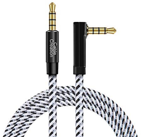 CableCreation 3.5mm TRRS Aux-Kabel, 90 Grad rechtwinklig Stecker auf Stecker Audio Kabel 4 polig, Aux Cord (Mikrofon-kompatibel),für Auto/Home Stereo, Lautsprecher,Kopfhörer 3Ft/ 90cm