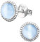 EYS JEWELRY Damen Ohrringe Silber 925 - runde Katzenaugen - 7 mm hell-blau - Ohrstecker Stecker