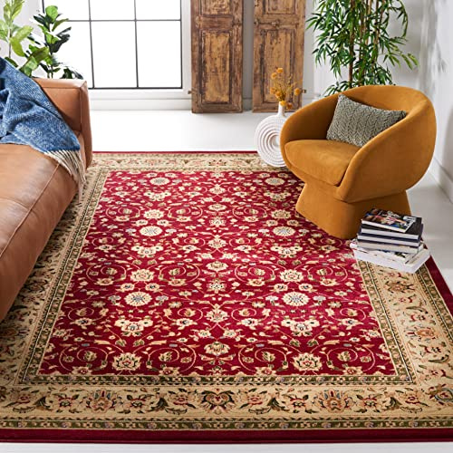 SAFAVIEH Lyndhurst Collection Area Rug - 9' x 12', Red & Ivory, Traditional Oriental Design, Non-Shedding & Easy Care, Ideal for High Traffic Areas in Living Room, Bedroom (LNH312A)