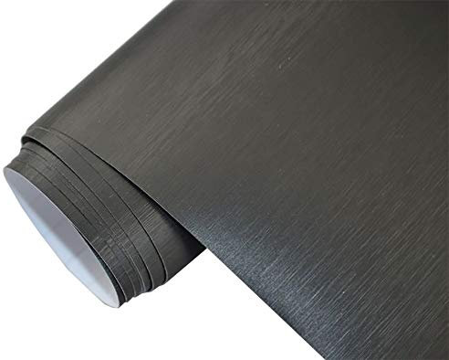 Neoxxim 9 €/m2 Premium – bilfolie – borstad aluminium svart borstad 400 x 150 cm – bubbelfri lackfolie stretchig möbelfolie