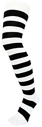 TOETOE - Essential Women Everyday Cotton Over-Knee Toe Socks (1 Pair) (US, Numeric, 4, 11.5, Regular, Regular, Black&white)