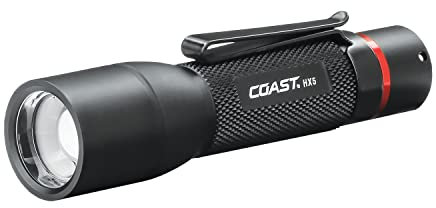 Coast Hx5 Led Pocket Flashlight, Pure Beam Focusing, Black-2496544, Black