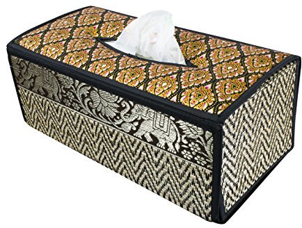 CCcollections Handgefertigte Reed Taschentuchboxabdeckung - Rechteckige Taschentuchbox Fügt Einen Raffinierten Akzent Zu Ihrer Wohnkultur Hinzu - Ideal Für Wohnzimmer Oder Büros (B Schwarz)