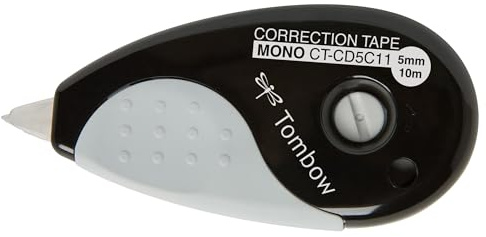 Tombow CT-CD5C11 korrigeringsroller mono-grepp, mitterad rullning, 5 mm x 10 m, blisterad, svart/grå